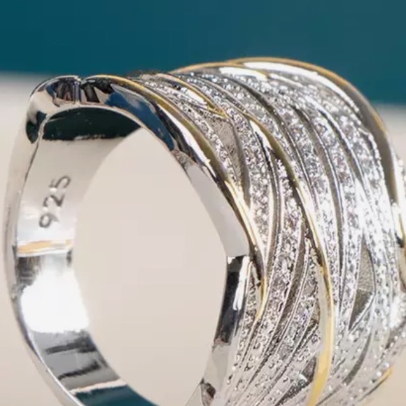 New Two Tone Multilayer 925 Sterling Silver Ring - Picture 5 of 9